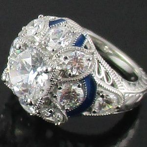 Xavier 3.9ct Absolute Blue Enamel Floral Ring